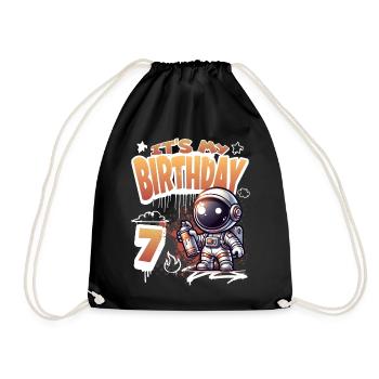 Graffiti astronaute 7e anniversaire - Sac de sport léger - noir - Devant