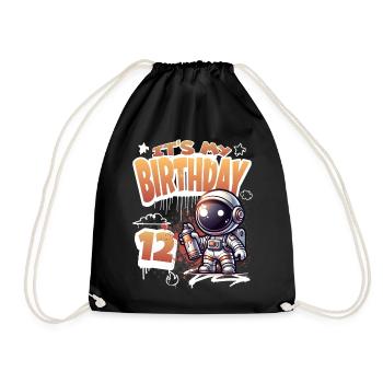 Graffiti astronaute 12e anniversaire - Sac de sport léger - noir - Devant