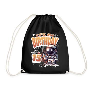 Graffiti Astronaut 15th Birthday - Drawstring Bag - black - Front