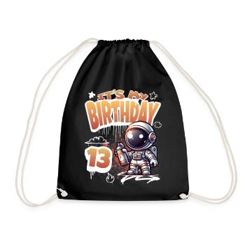 Graffiti astronaute 13e anniversaire - Sac de sport léger - noir - Devant