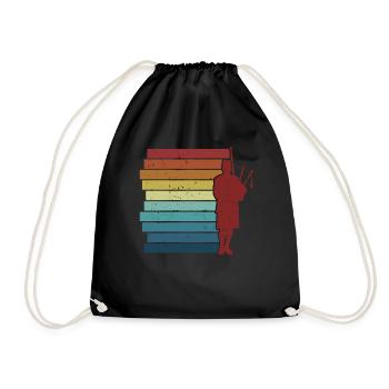 Retro Dudelsack Unterricht Blasrohr Great Highland - Turnbeutel - Schwarz - Vorne