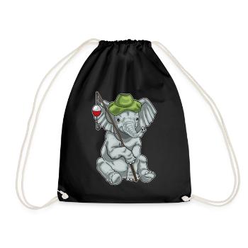 Elephant Angler Fishing Rod Fishing - Drawstring Bag - black - Front
