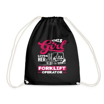 This Girl Loves Her Forklift Driver - Drawstring Bag - black - Front