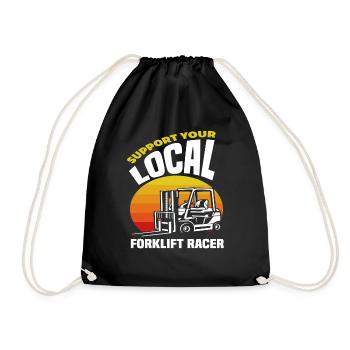 Support your local forklift racer - Drawstring Bag - black - Front