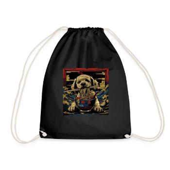 Motif Chien Manga Ramen Nouille Chien Anime Art - Sac de sport léger - noir - Devant
