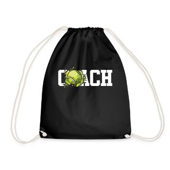 Funny Tennis Player Racket Coach - Drawstring Bag - black - Front