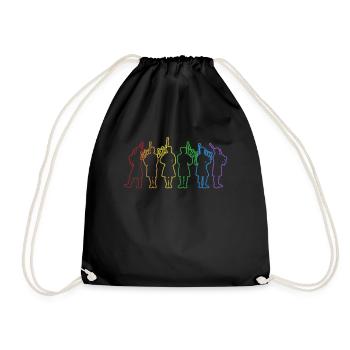 Dudelsack LGBT Regenbogen Great Highland Dudelsack - Turnbeutel - Schwarz - Vorne