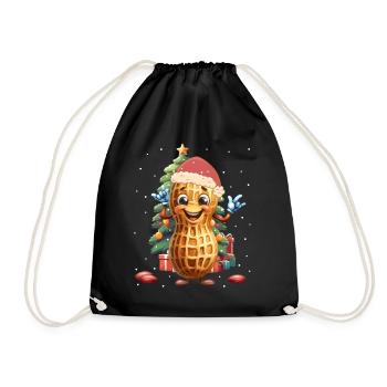 Peanut Santa Claus Christmas Tree Child - Drawstring Bag - black - Front