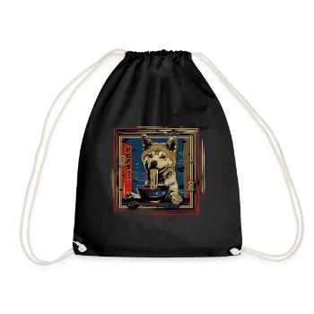 Motif Chien Manga Ramen Nouille Chien Anime Art - Sac de sport léger - noir - Devant