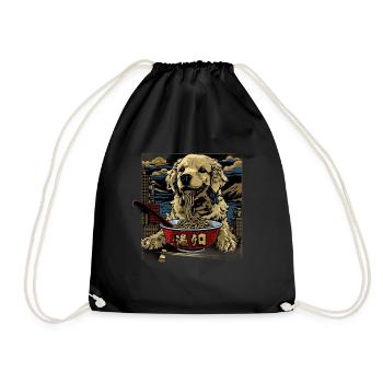 Motif Chien Manga Ramen Nouille Chien Anime Art - Sac de sport léger - noir - Devant