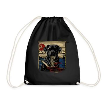 Motif Chien Manga Ramen Nouille Chien Anime Art - Sac de sport léger - noir - Devant