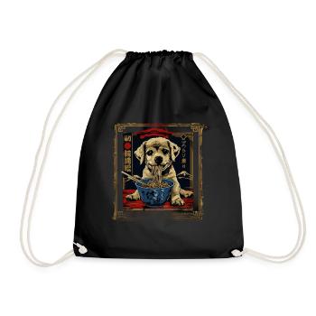Motif Chien Manga Ramen Nouille Chien Anime Art - Sac de sport léger - noir - Devant