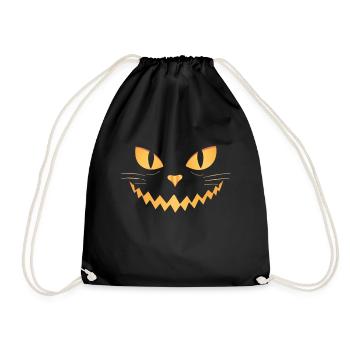 Halloween Jack O'Lantern KATZEN GESICHT for Kids - Turnbeutel - Schwarz - Vorne