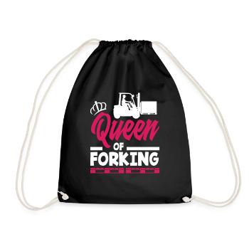 Queen Of Forking - Forklift Women Power - Drawstring Bag - black - Front