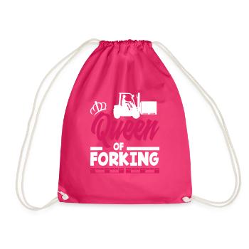 Queen Of Forking - Gabelstapler Frauen Power - Turnbeutel - Fuchsia - Vorne
