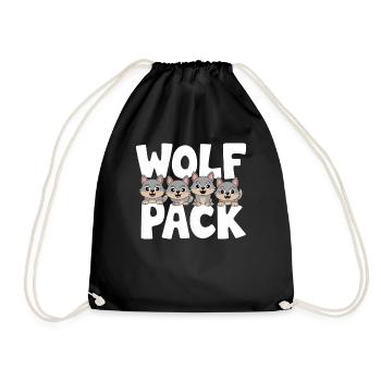 Wolf Group Design Wolf Pack - Drawstring Bag - black - Front