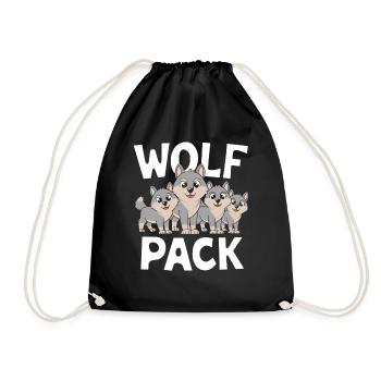 Wolf Group Design Wolf Pack - Drawstring Bag - black - Front