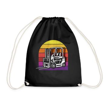 Chariot élévateur rétro vintage coucher de soleil - Sac de sport léger - noir - Devant