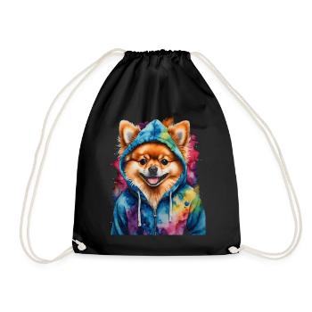 Loulou de Poméranie Sweat à capuche de Poméranie Imprimé chien - Sac de sport léger - noir - Devant