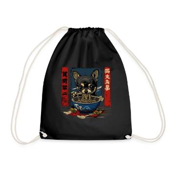 Motif Chien Manga Ramen Nouille Chien Anime Art - Sac de sport léger - noir - Devant