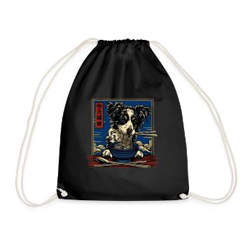 Motif Chien Manga Ramen Nouille Chien Anime Art - Sac de sport léger - noir - Devant