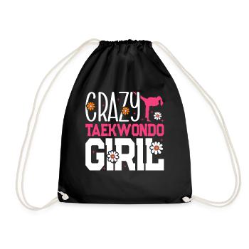 Crazy Taekwondo Girl Taekwondo Martial Arts - Drawstring Bag - black - Front