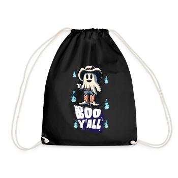 Cowboy Ghosts Boo Y'all Funny Saying Design - Drawstring Bag - black - Front