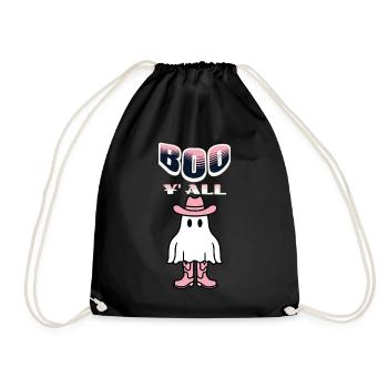 Boo y’all Cowboy Fille Fantômes Bonne humeur Rétro - Sac de sport léger - noir - Devant