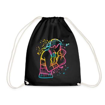 Boxing Fighter Kids Boxing Match Boxer - Drawstring Bag - black - Front