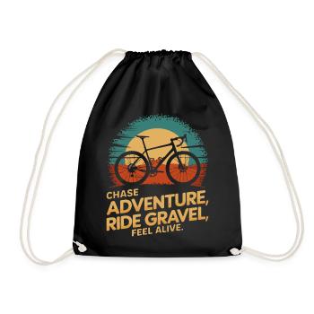 Retro Mountain Bicycle Adventure Tee - Drawstring Bag - black - Front
