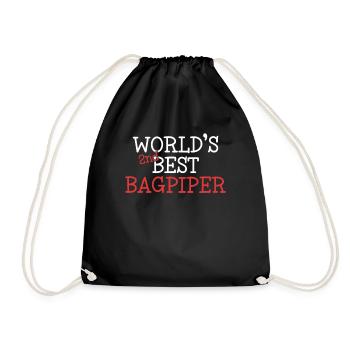 World's Second Best Bagpiper Blowpipe Player - Drawstring Bag - black - Front