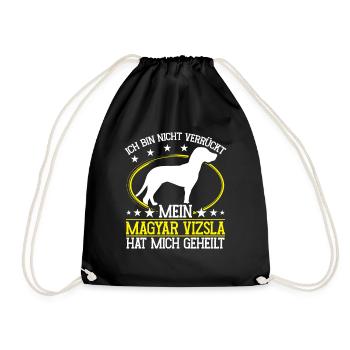 Magyar Vizsla cured me pointing dog - Drawstring Bag - black - Front