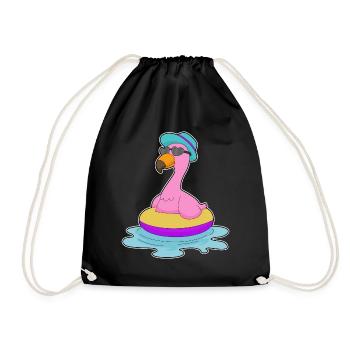 Flamingo Schwimmen Schwimmring Sommer - Turnbeutel - Schwarz - Vorne