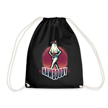 Cowboy Girl Ghost Funny Pun Saying - Drawstring Bag - black - Front