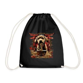 Motif Chien Manga Ramen Nouille Chien Anime Art - Sac de sport léger - noir - Devant