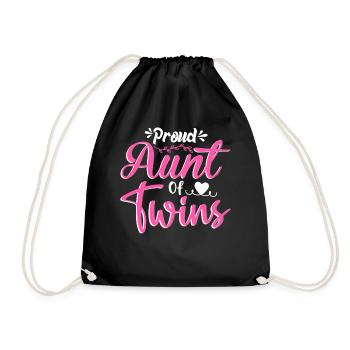 Proud Aunt of Twins Baby Pregnancy Announcement - Drawstring Bag - black - Front