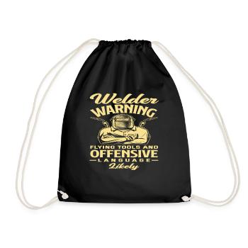 Welders Warning Flying Tools And - Drawstring Bag - black - Front