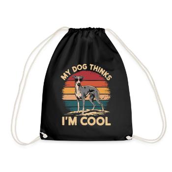 Greyhound my dog thinks I'm cool - Drawstring Bag - black - Front
