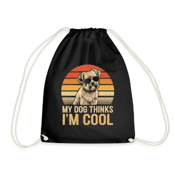 Maltese dog my dog thinks I'm cool - Drawstring Bag - black - Front