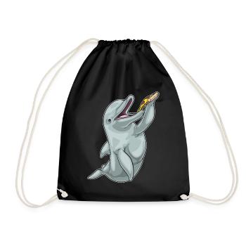 Dolphin Pizza - Drawstring Bag - black - Front