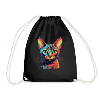 Chat Aquarelle Chat Abyssin Coloré - Sac de sport léger - noir - Devant