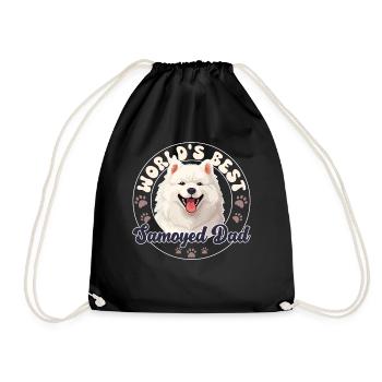 Samoyed Groovy Samoyed Dad - Drawstring Bag - black - Front