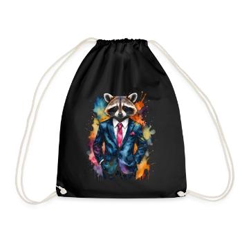 Costume de raton laveur Imprimé de design animal coloré - Sac de sport léger - noir - Devant
