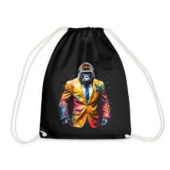 Gorilla Anzug Affe Bunt Tier Design Print - Turnbeutel - Schwarz - Vorne