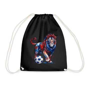 Löwe Fußball Bunt Frankreich Tier Design Print - Turnbeutel - Schwarz - Vorne