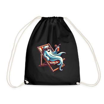 Summer Halloween Spooky Lifestyle Ghost - Drawstring Bag - black - Front