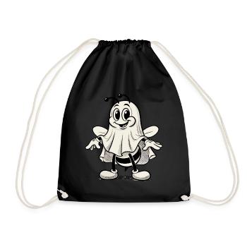 aFunny Bee Ghost Cute Ghost Bee - Drawstring Bag - black - Front