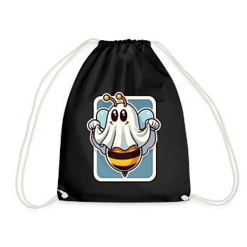 Funny Bee Ghost Cute Ghost Bee - Drawstring Bag - black - Front