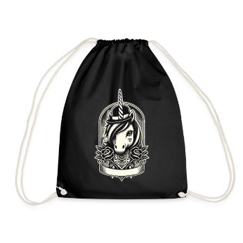 Creepy Gothic Unicorn Aesthetic Goth Design - Drawstring Bag - black - Front
