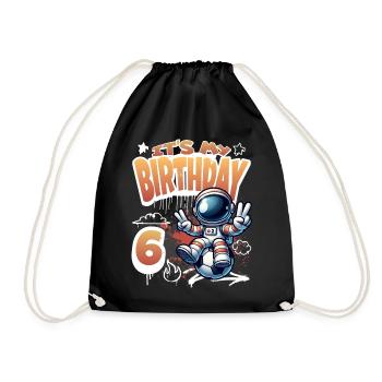 6e anniversaire de l’astronaute de football - Sac de sport léger - noir - Devant